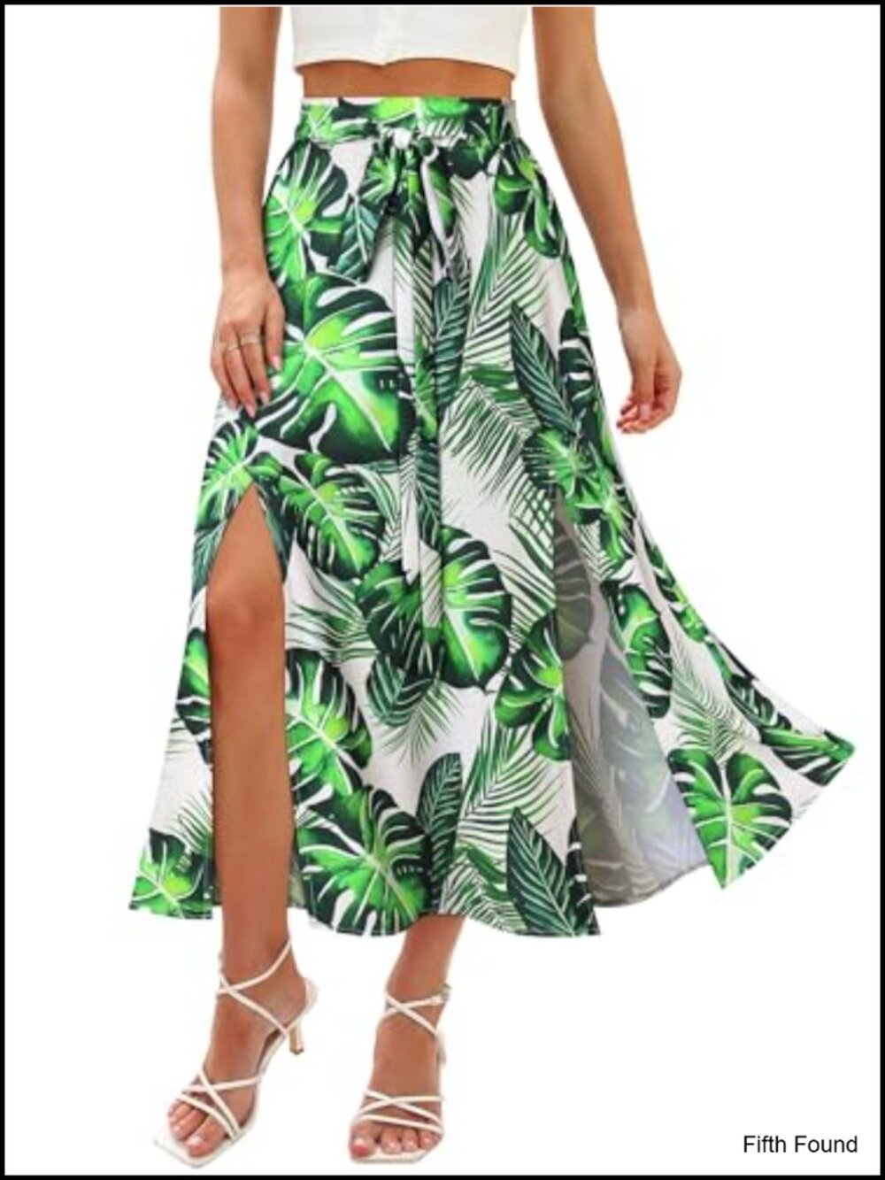 Tropical Floral Maxi Skirt 100% Polyester High Waist Slit Pockets